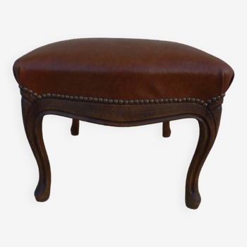 Chic style footrest stool in imitation leather and studs