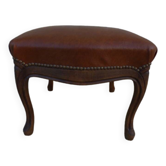 Chic style footrest stool in imitation leather and studs