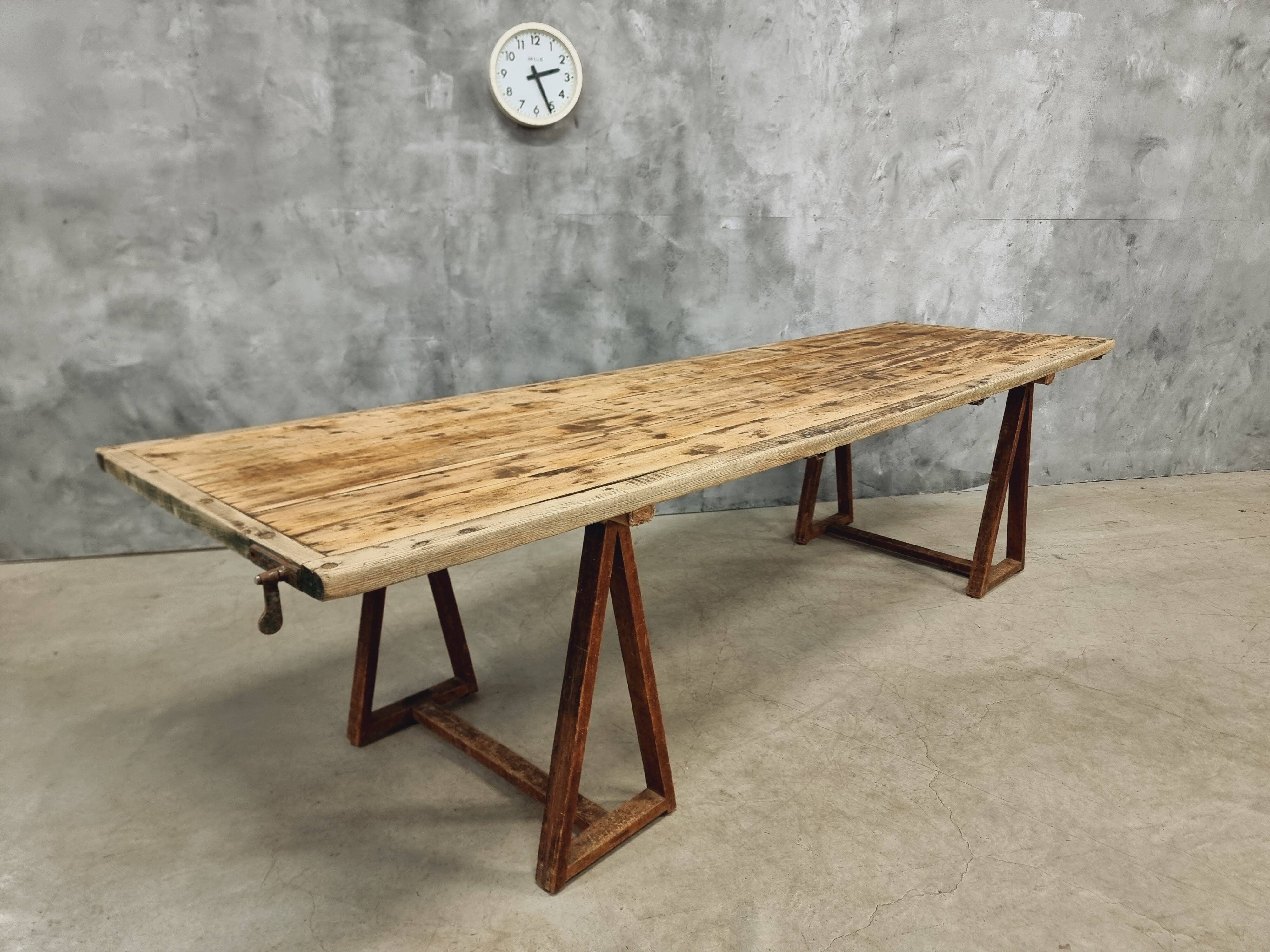 Antique trestle table XXL garden table 89 x 308 cm