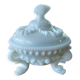 Vintage opal white glass bonbonnière
