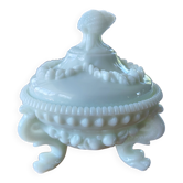 Bonbonnière vintage en verre opale blanc