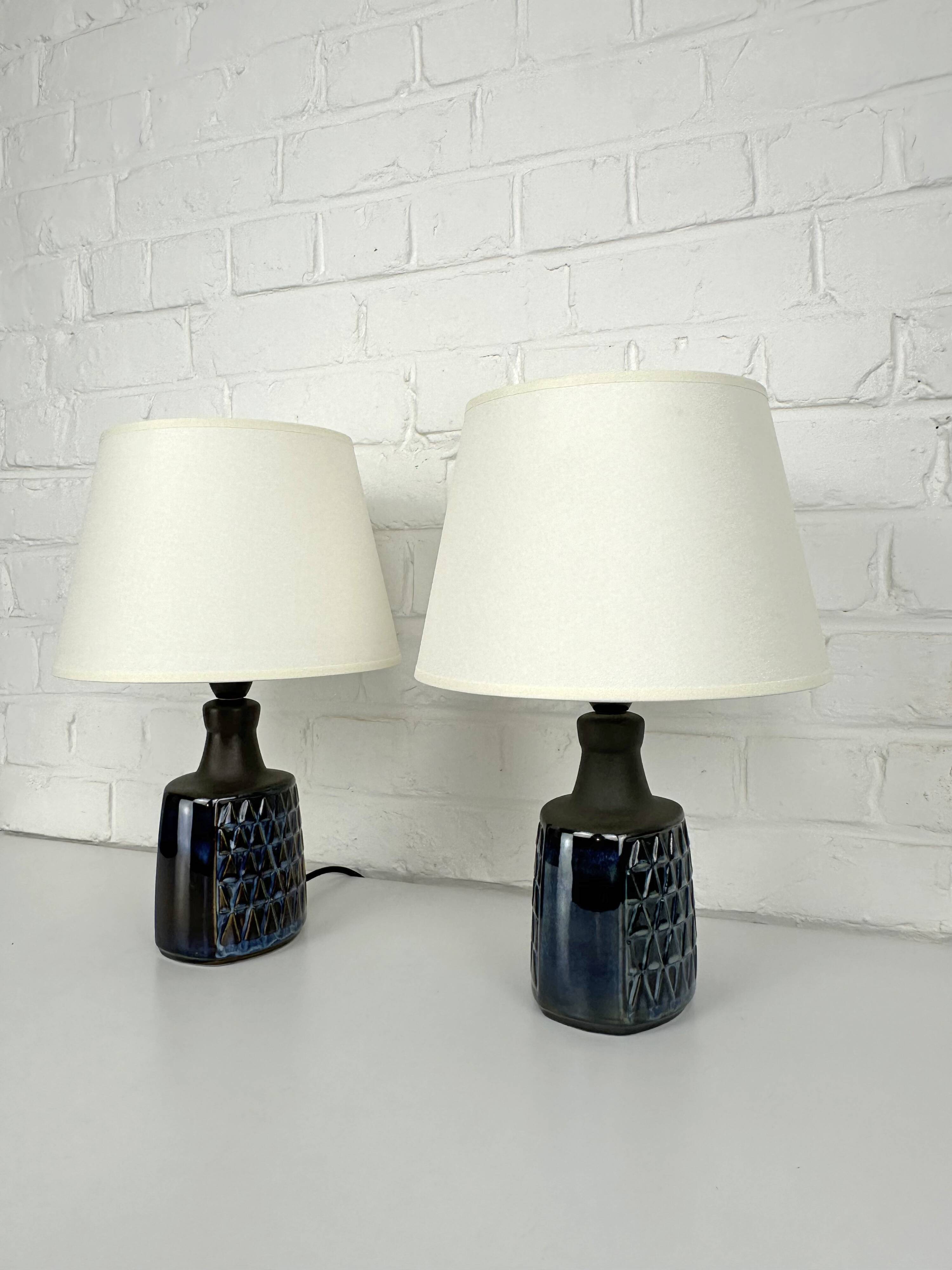 Paire de petites lampes en grès bleu Søholm par Einar Johansen Danemark