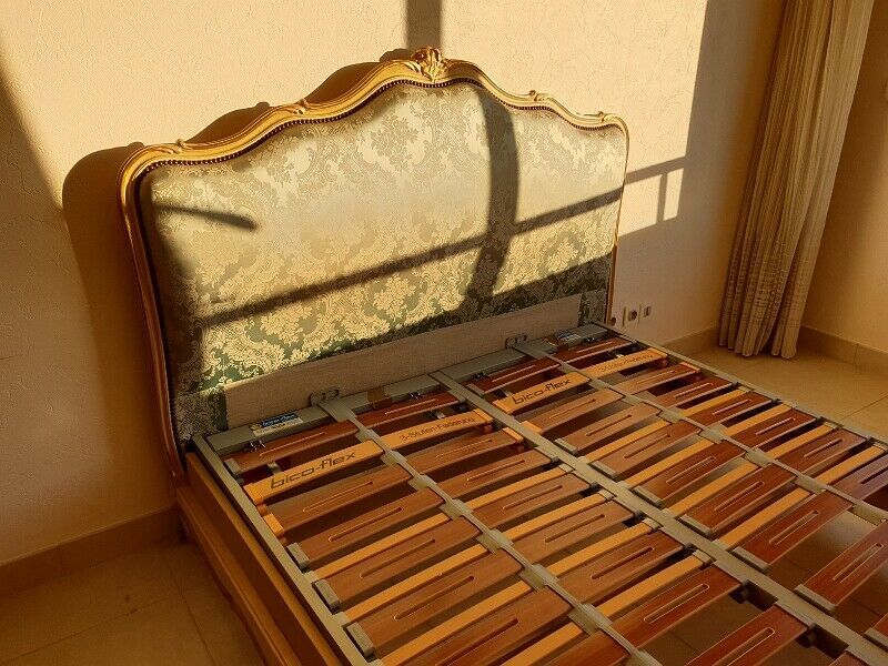 Louis xv basket bed with gilding and box spring