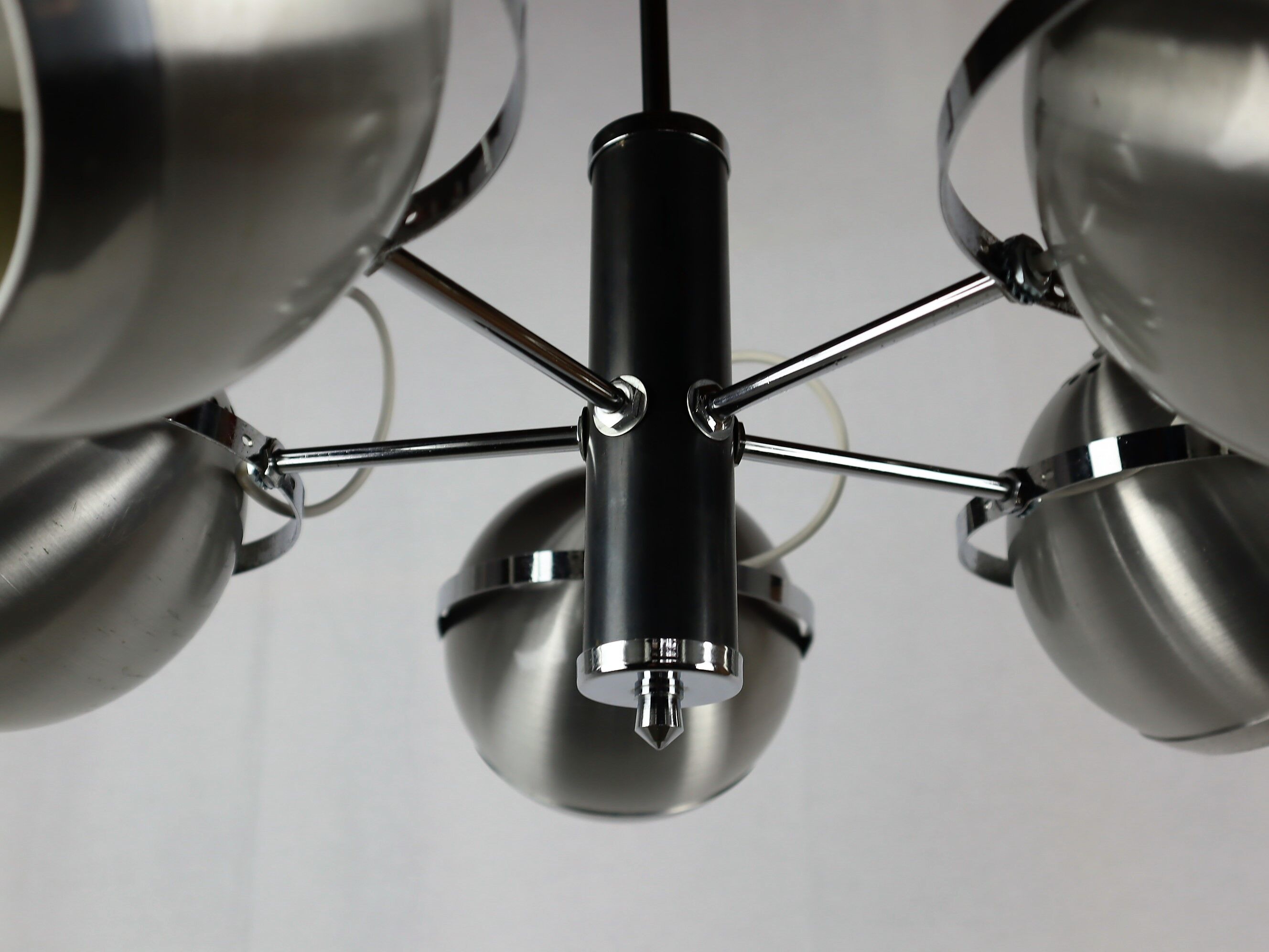 2 Vintage metal ball ceiling lamps 1960