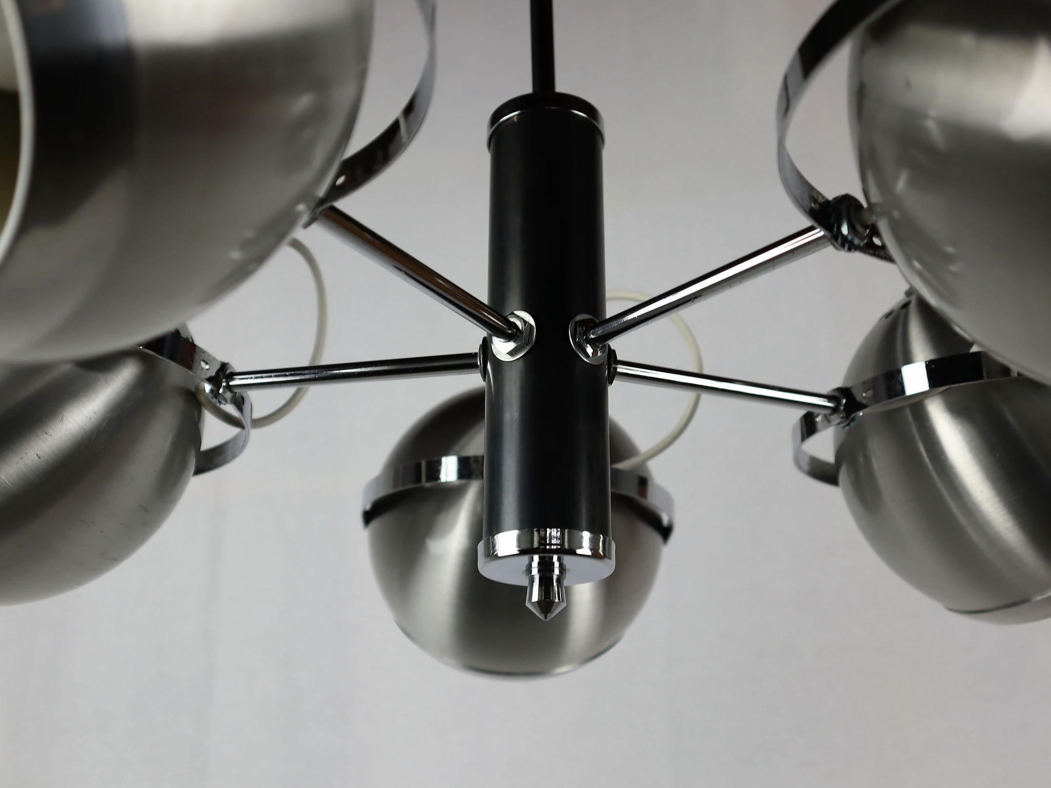 2 Vintage metal ball ceiling lamps 1960