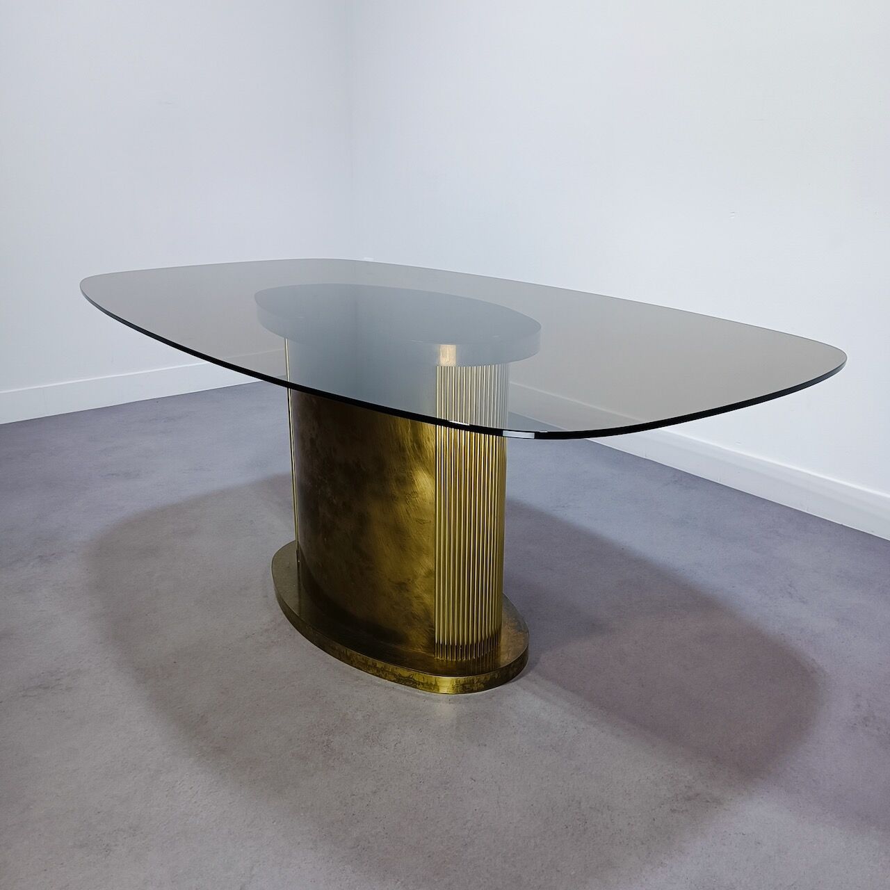 Hollywood regency dining table & 6 armchairs - belgo chrom