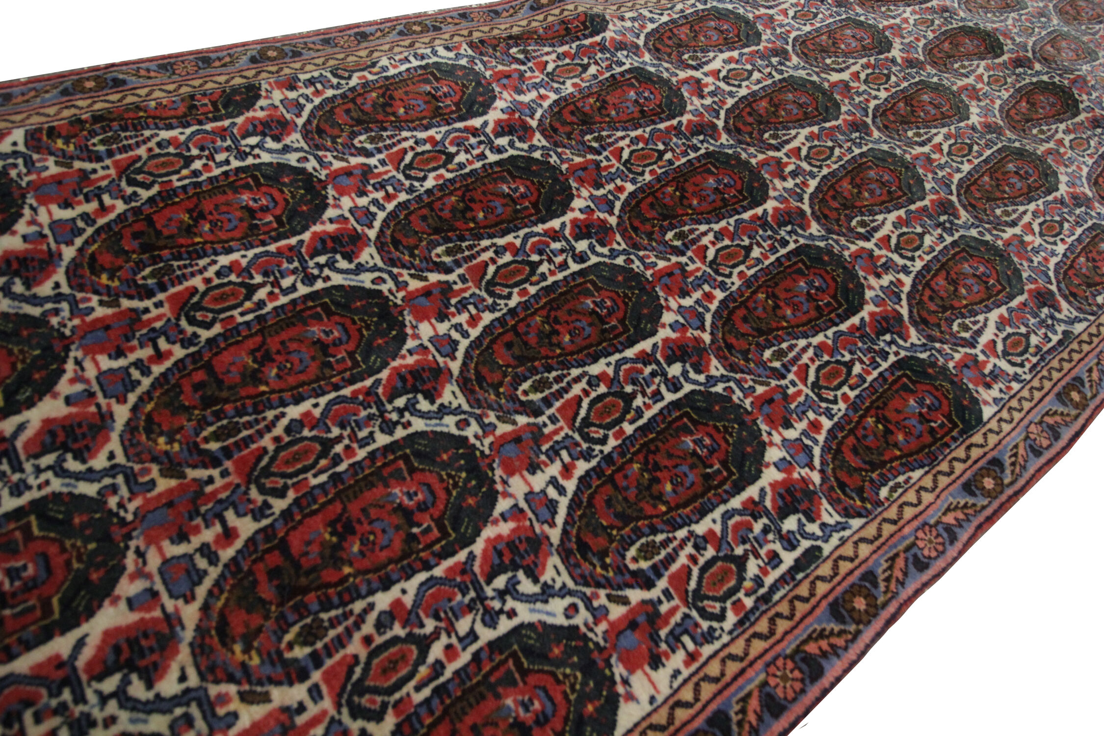 Tapis persan fait main de coureur de Kerman 92x375cm