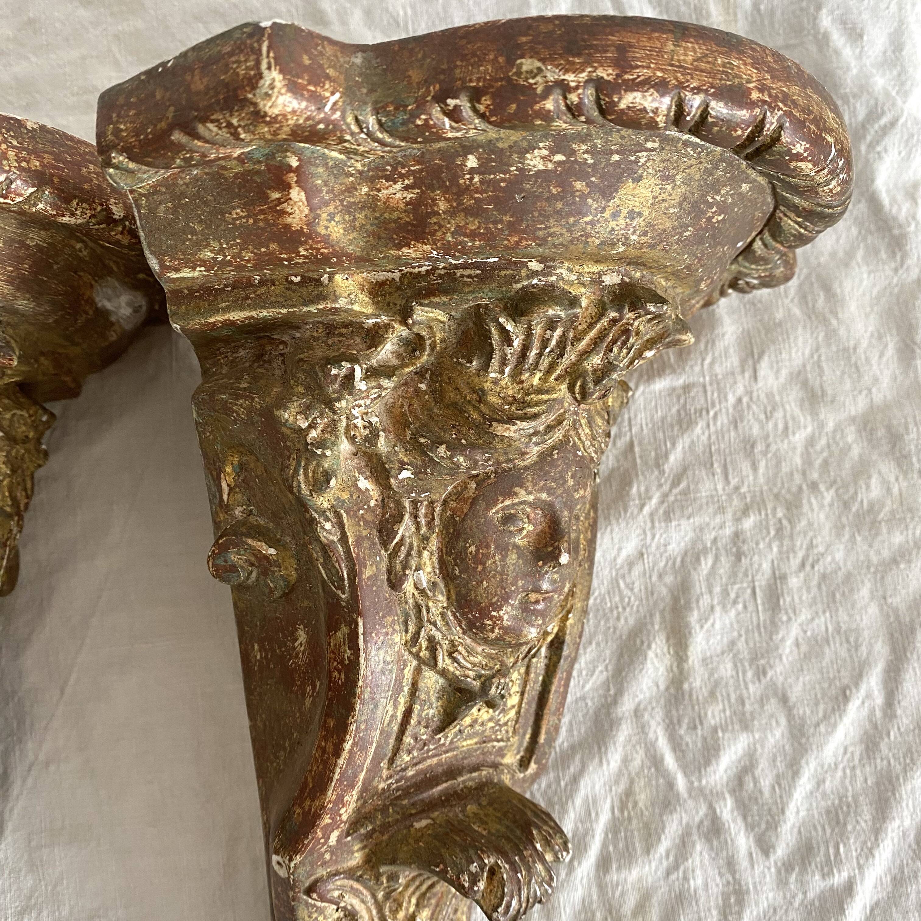 Baroque plaster corner consoles