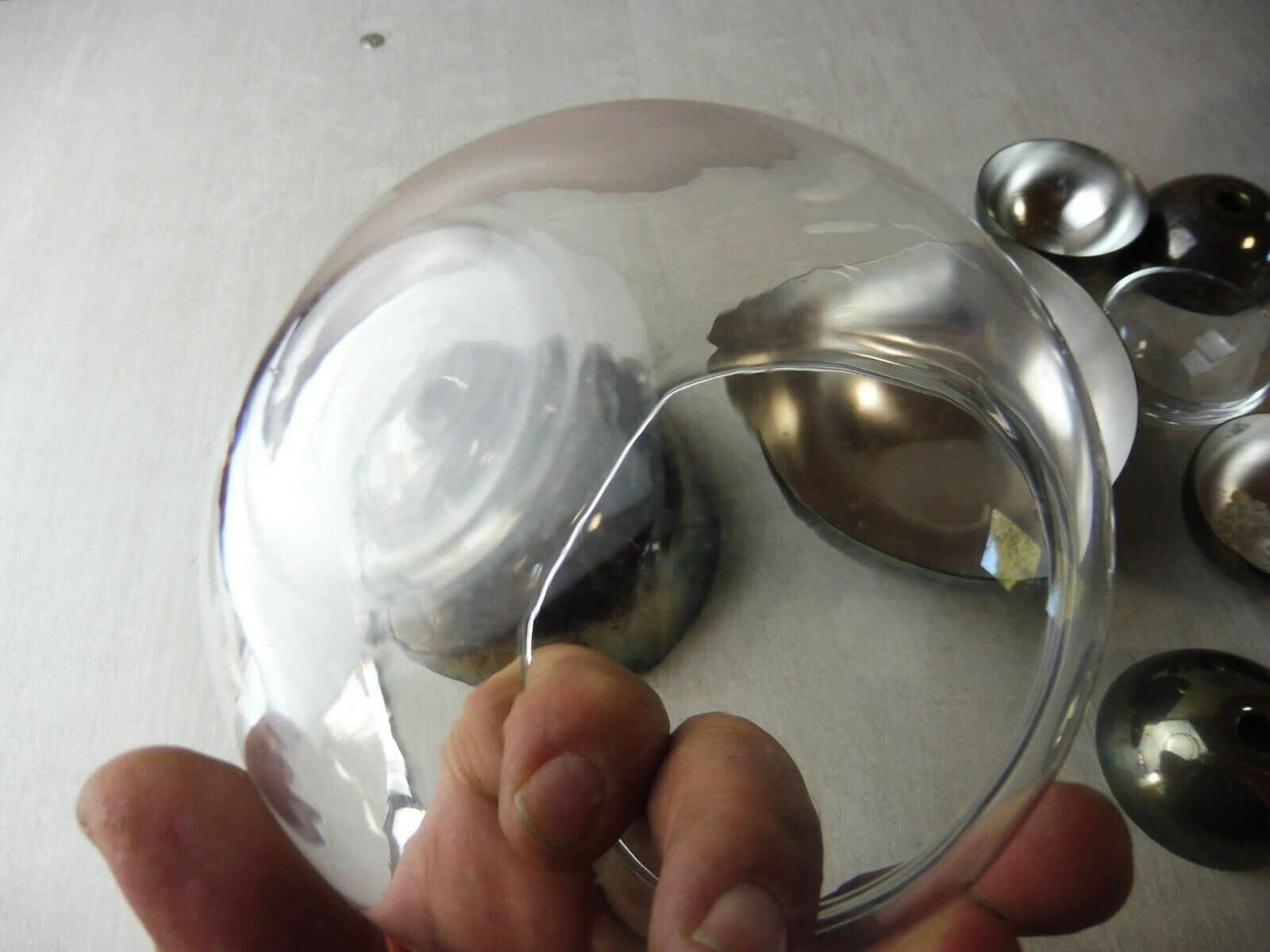 Old breakfast service, confectioner, sugar bowl, silver metal ball + glass