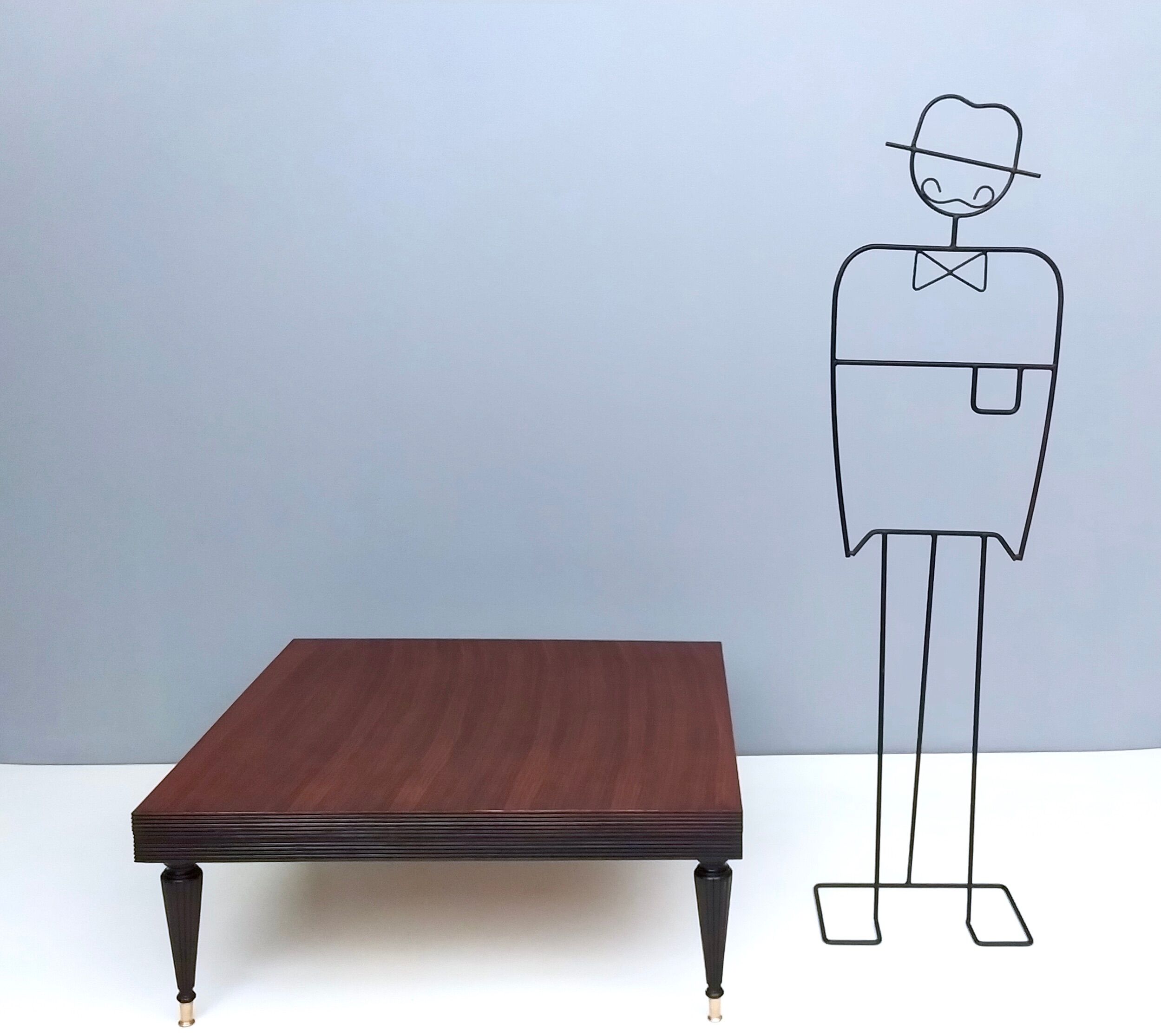 Vintage square black walnut coffee table