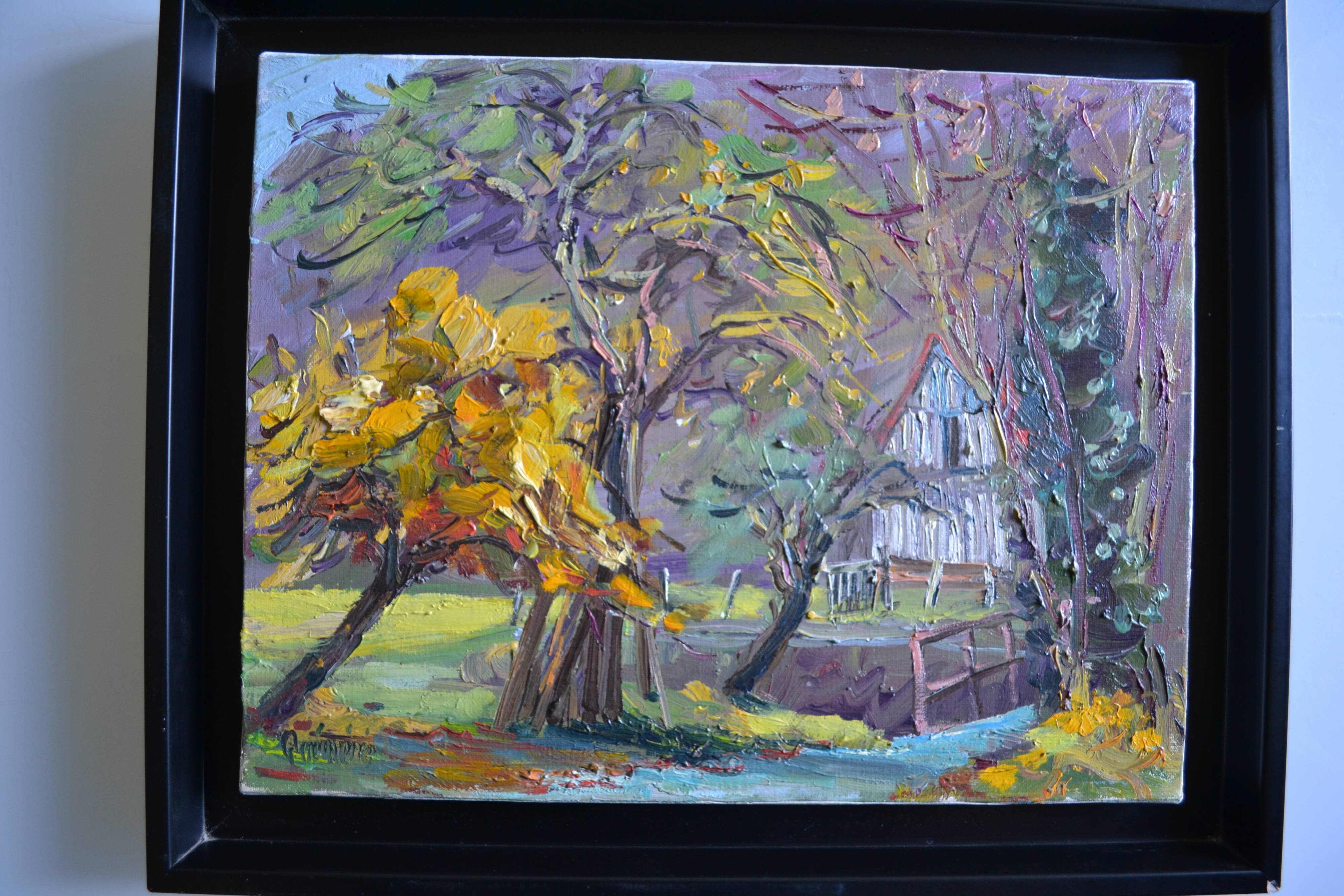 Rural landscape painting HST signed and framed
