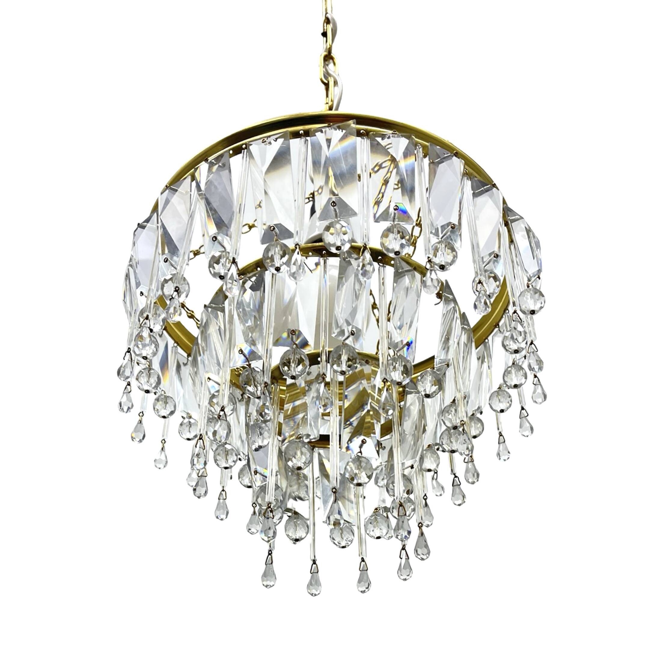 Vintage crystal chandelier Lustry Kamenický Šenov, Czechoslovakia 1970s