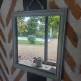 Grey patinated rectangular mirror