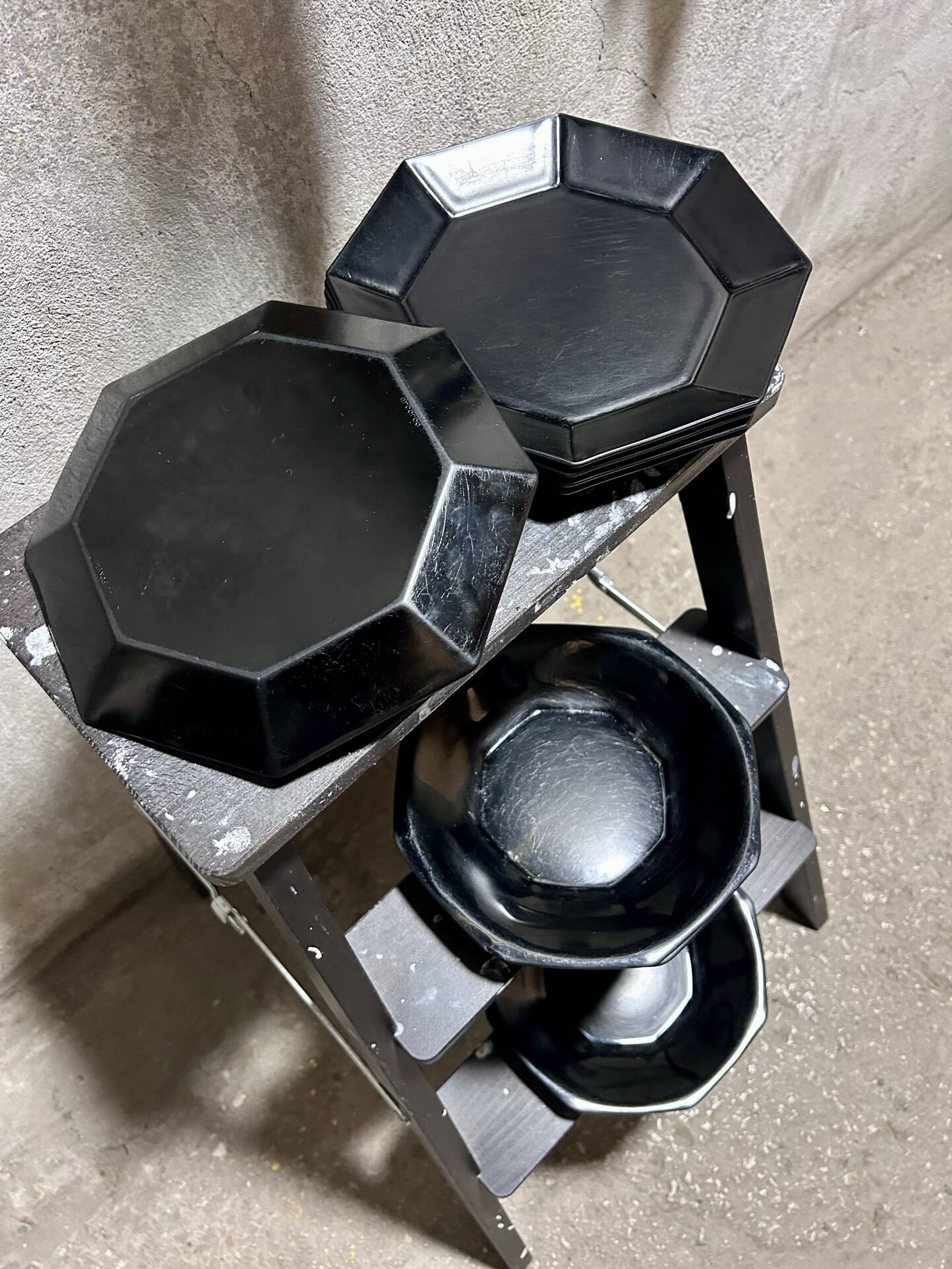 Vintage black Arcoroc plates