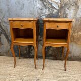 Pair of bedside tables with crossbow base