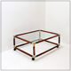 Bamboo and brass coffee table with glass top, 1960s.