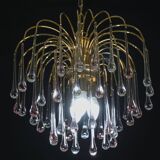 Lady Grace, Chandelier with Pink and Transparent Pendants, Murano Glass, 19
