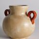 Art Deco Ceramic Beige Vase with Red Handles by Anna-Lisa Thomson, Upsala Ekeby