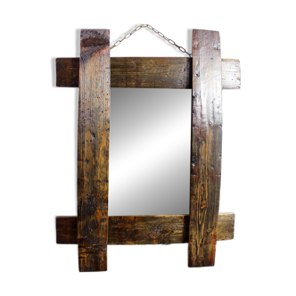 Brutalist solid wood mirror