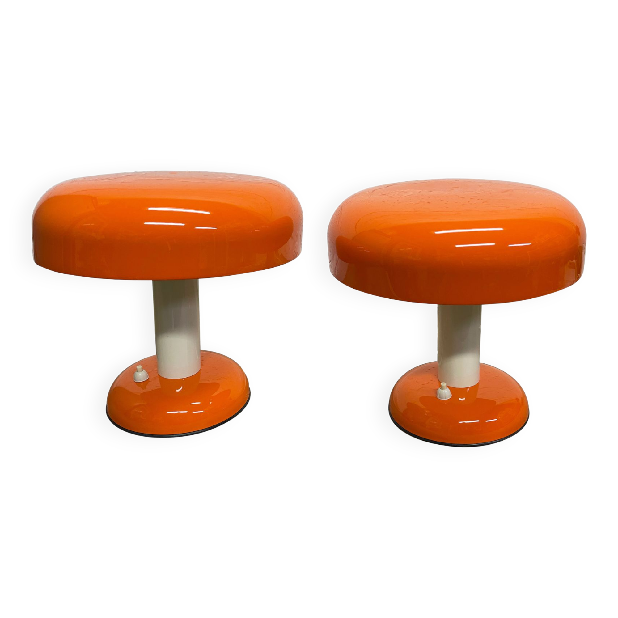 Pair of bedside mushroom lamps, Aris, 70's.