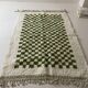 Berber carpet beni ouarain checkerboard white and green tiles wool, 270x170 cm
