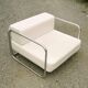 Fauteuil chromé et simili cuir blanc 1970