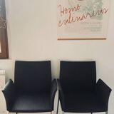 Set of 2 Zanotta LIA armrest chairs in antarcite gray virgin wool