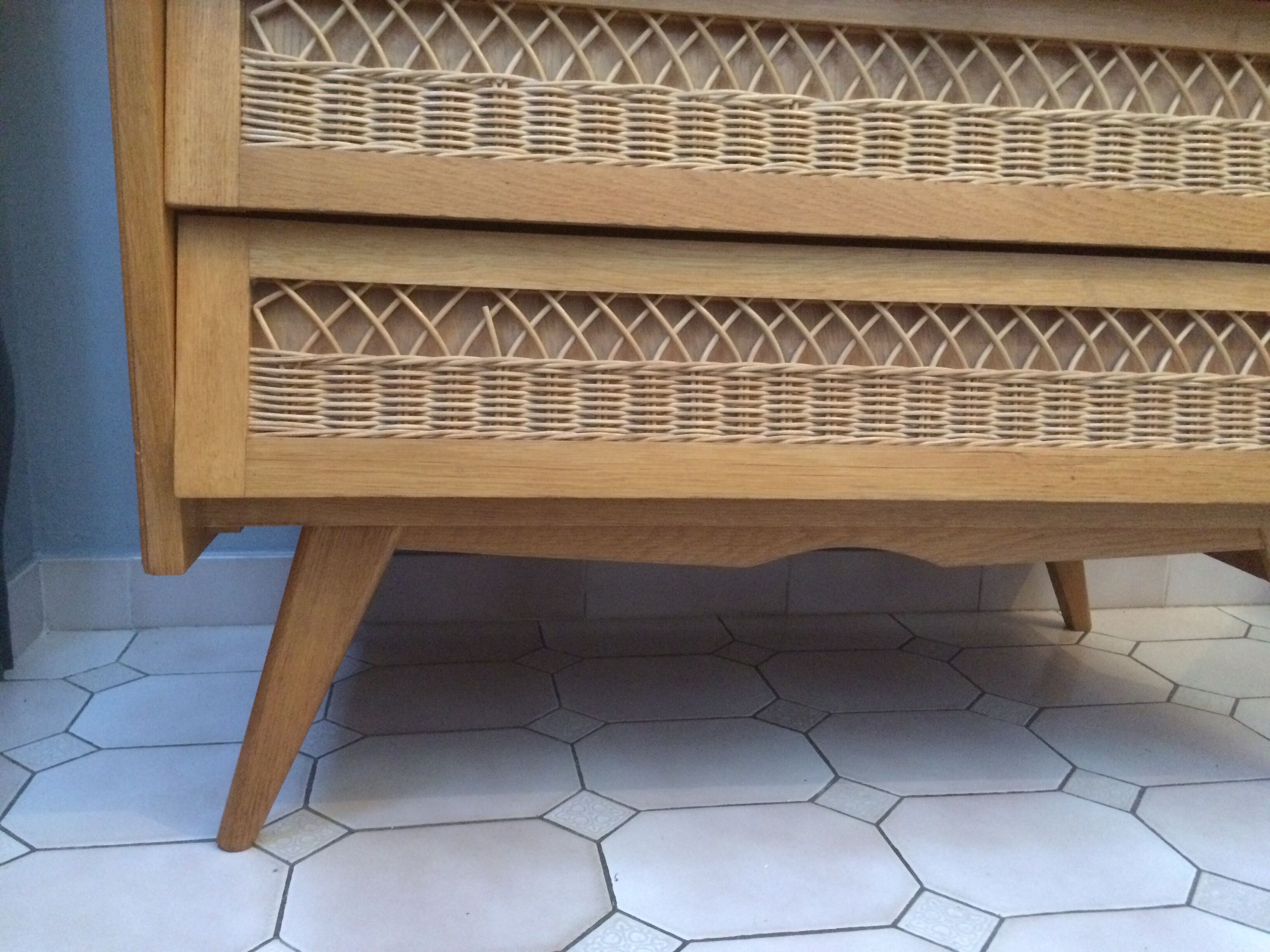 Vintage rattan dresser