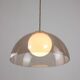 Space-age italian brass, opaline and plexiglass pendant lamp