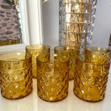 6 amber Pernod glasses