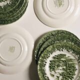 Set of 9 vintage W H Grindley plates – Country Style pattern (green)