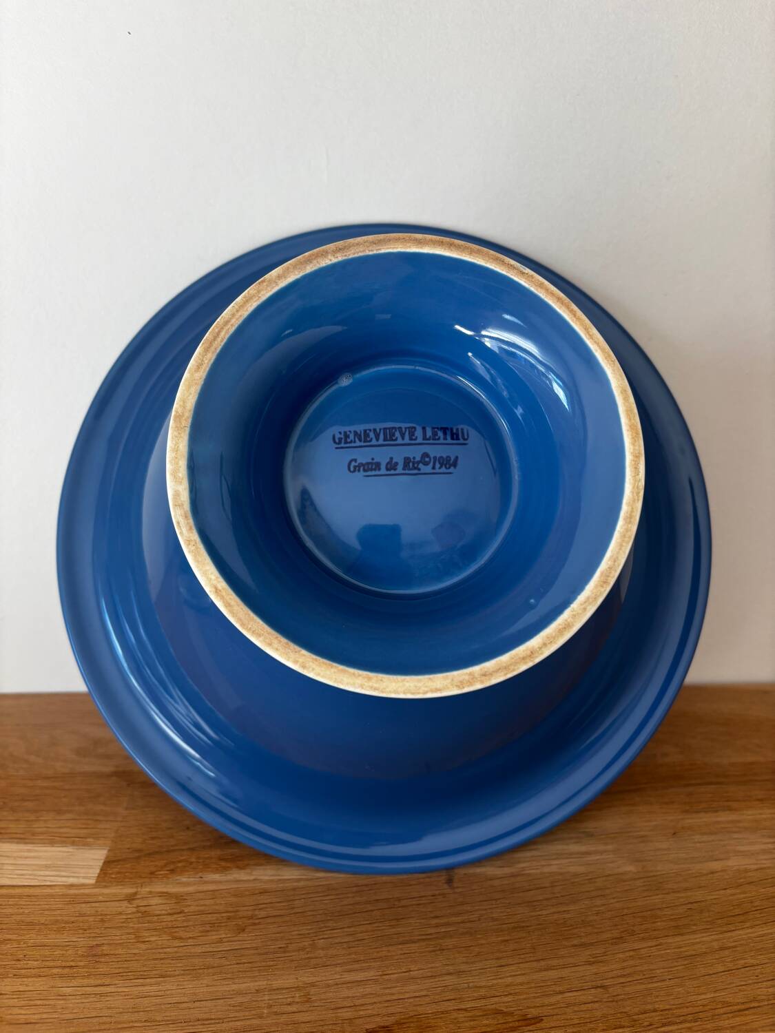 Fruit bowl or salad bowl Geneviève Lethu blue rice grain