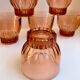Set of 6 large pink glass water glasses from the 60s
