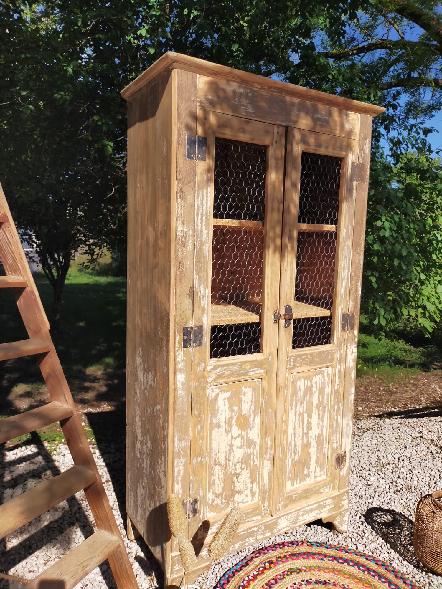 Renovated antique wooden wardrobe