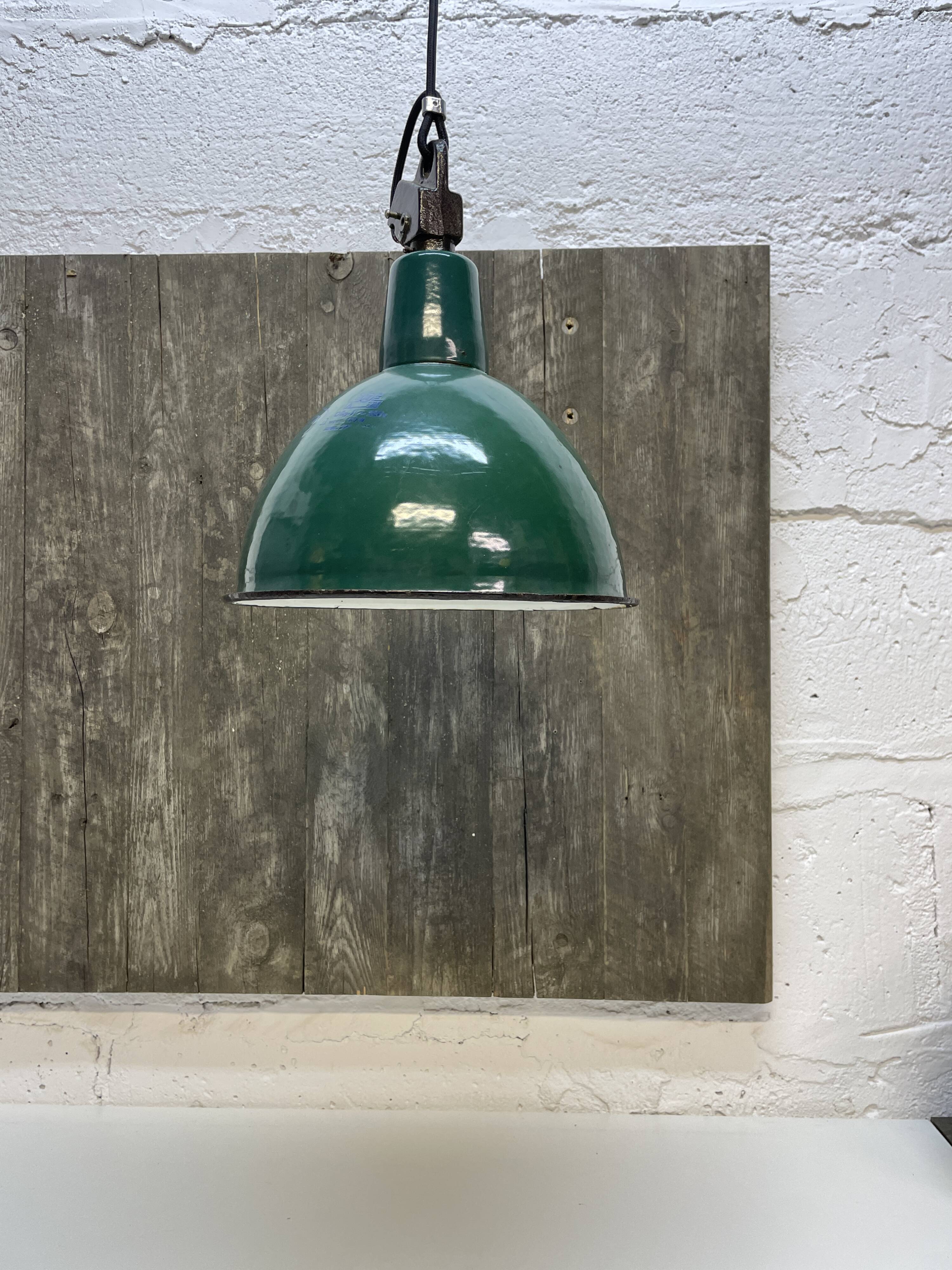 Industrial, Loft Green Enamel Pendant Lamp OBg-1, 1960s