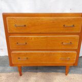Vintage wooden chest of drawers, white braid