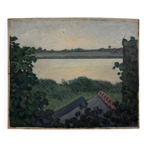 Huile sur carton La Loire