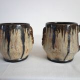 Set of 6 stoneware mugs signed Losson, Belgium, vintage