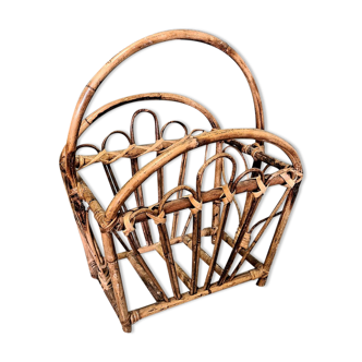 Vintage Rattan Braided Magazine Holder