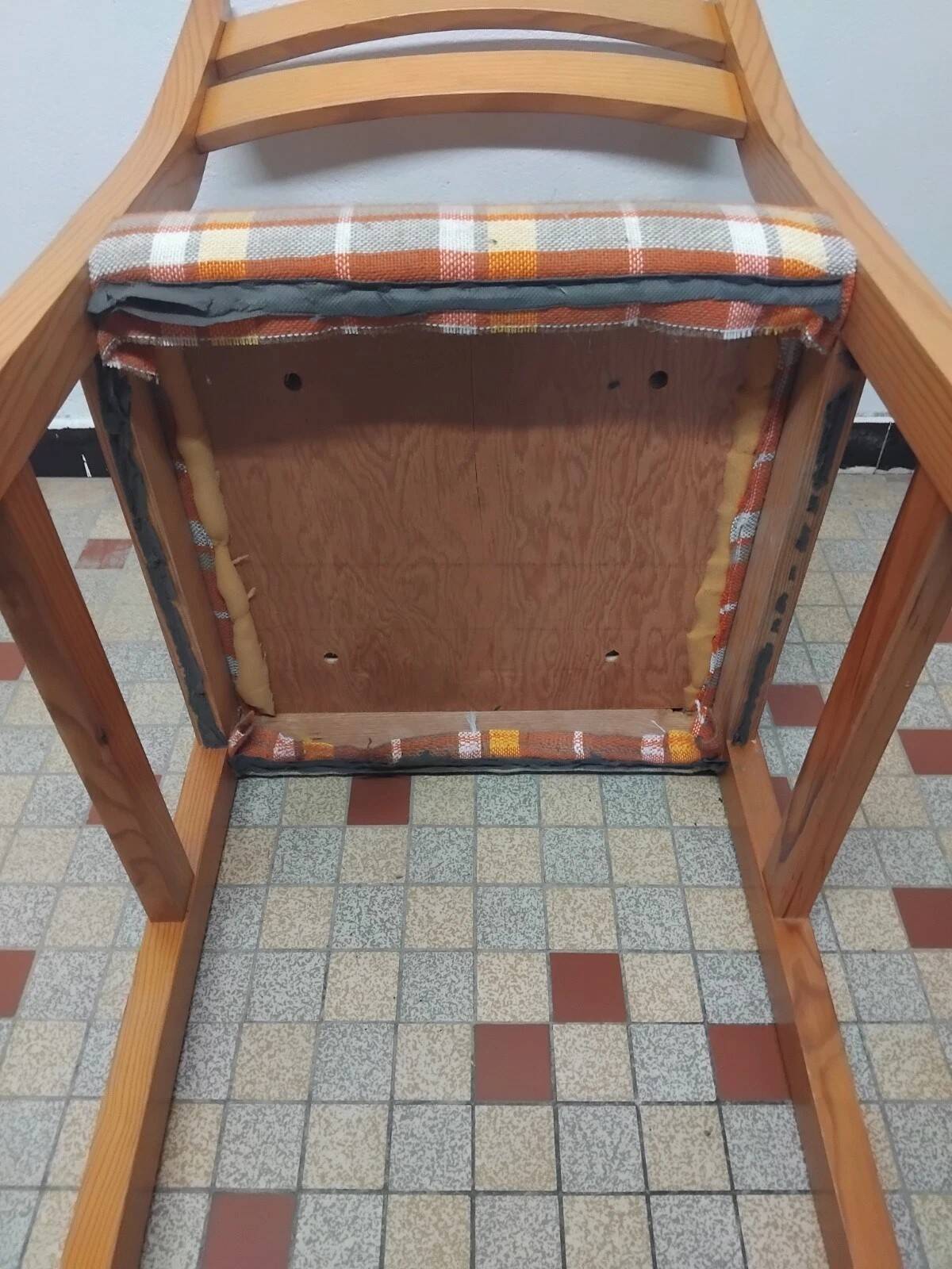 Pair of Vintage Wooden / Orange Fabric Chairs