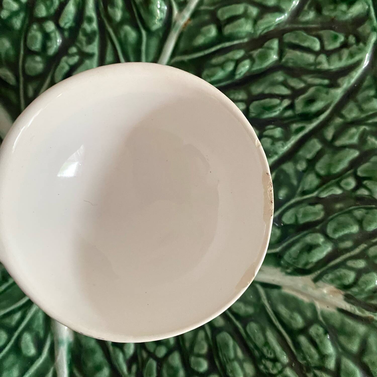 Soupière et plat en barbotine chou