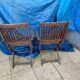 Set of 4 folding chairs/armchairs with armrests in exotic wood