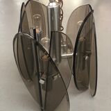 Italian chandelier 70s in beveled brown smoked glass