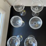 6 engraved crystal stemmed glasses