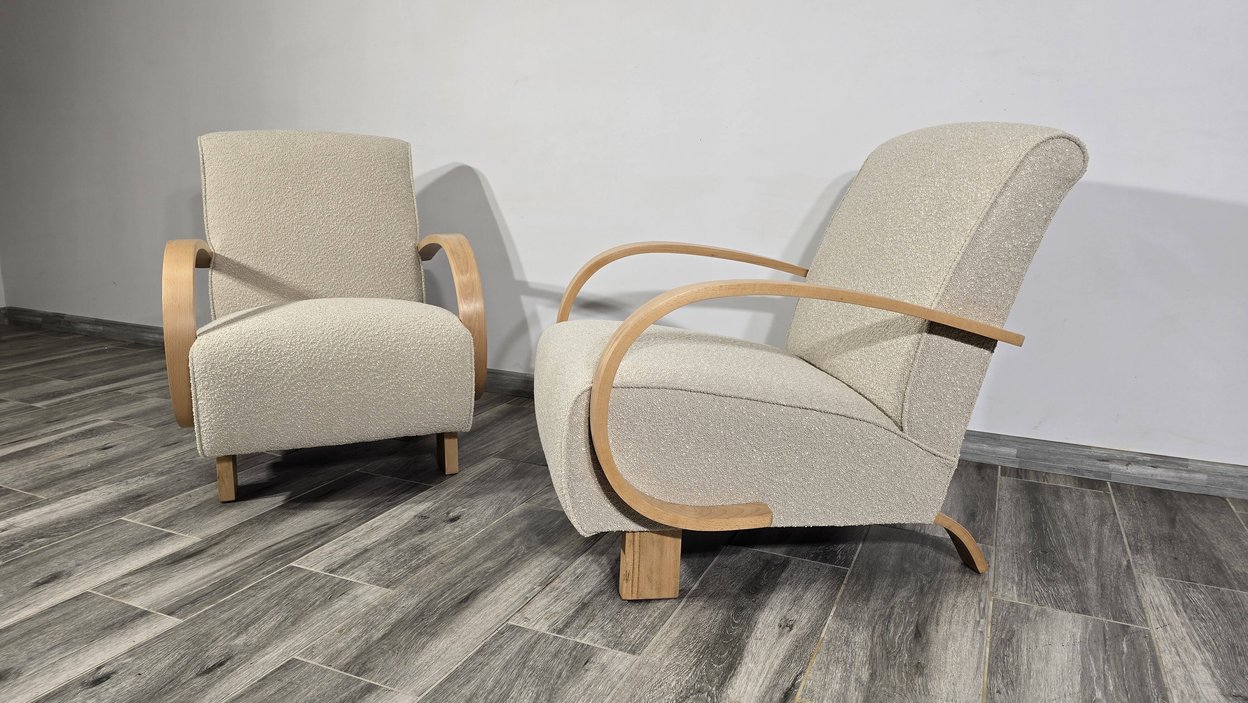 Set of Art Deco Lounge Chairs by Jindřich Halabala, 1950s