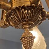 Art deco bronze chandelier with 5 tulips.