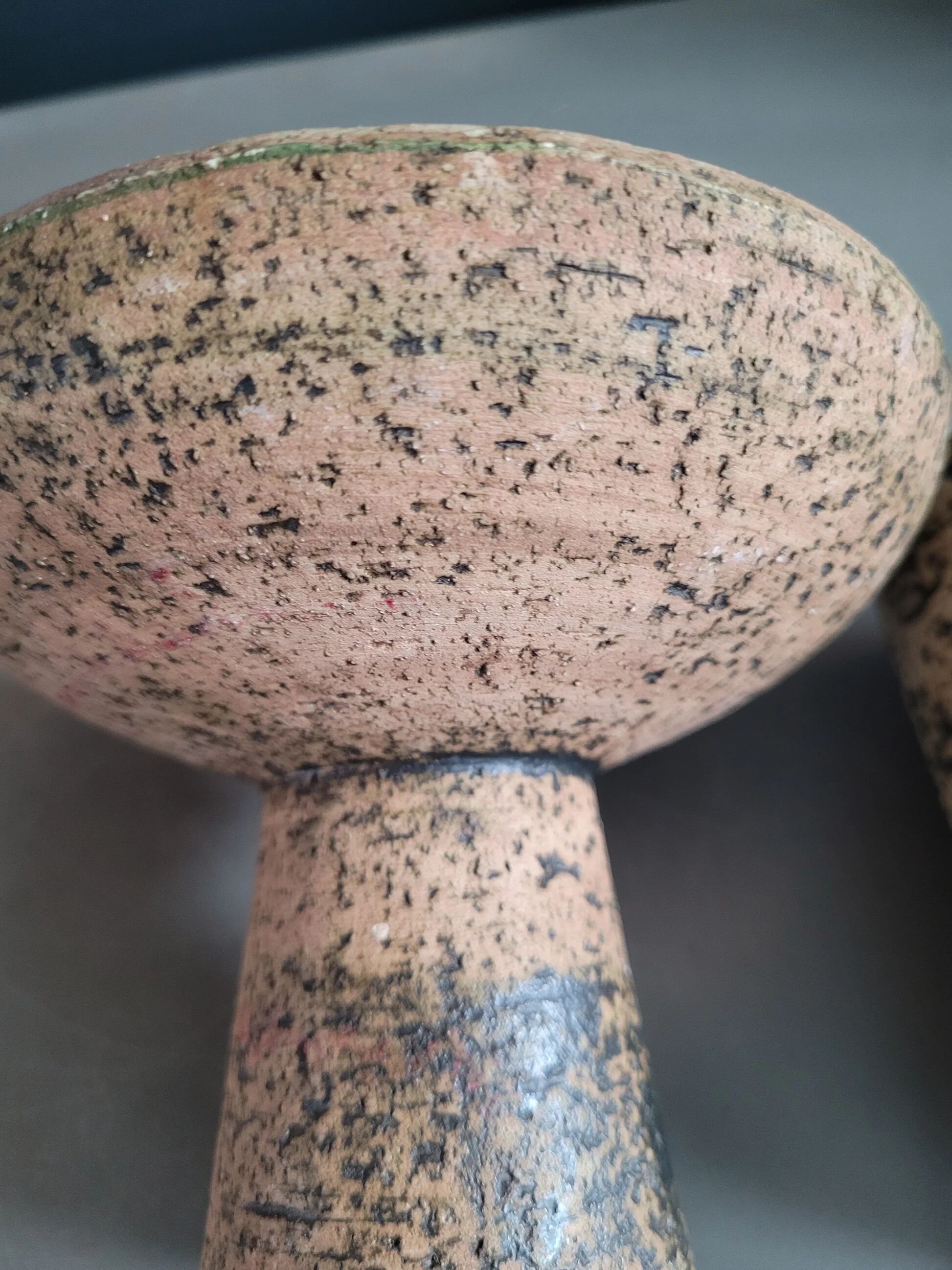 Brutalist ceramic vase and candlestick set