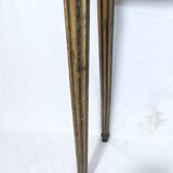 19th century Louis XVI style console table in black and gold with white marble shelf