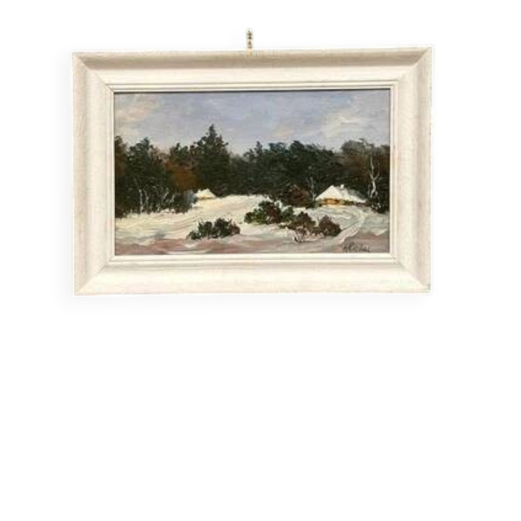 Original Swedish Oil on Panel “Winter Landscape” Vintage & Framed