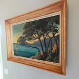 Oil on panel Côte d Azur